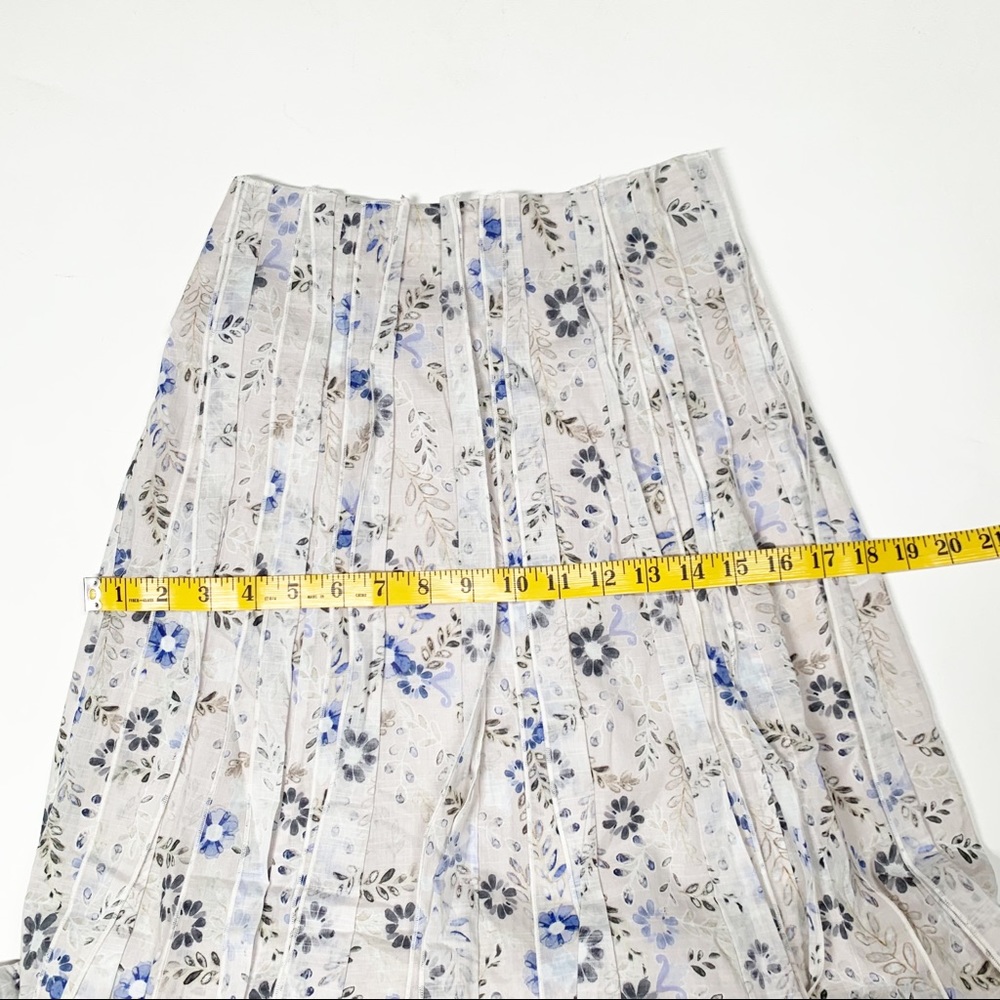 AJE Dellal Midi Skirt Wildflower Floral Print Size US 2 XS (AU 6) White Blue - Picture 5 of 12